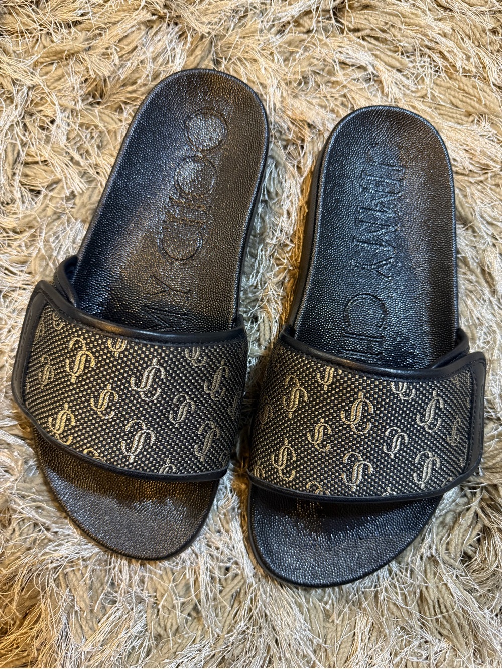 Jimmy Choo FITZ Black/Gold JC Monogrammed Slides - Picture 6 of 14